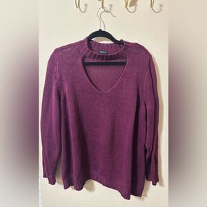 Torrid V-Neck Sweater in Rich Plum